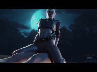 ciri rides dick under a moon (the witcher 3) oral, anal, futa/trans, big tits, group